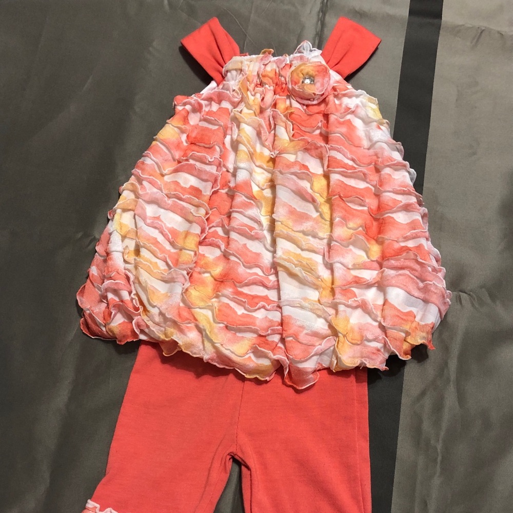 NWOT Multi-color Ruffle Top & Capri